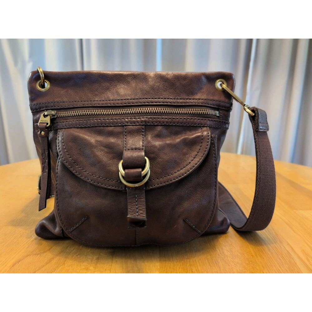 Fossil Shoulder Bag Sasha Brown Leather Crossbody Messenger Purse ZB2986 Nice!